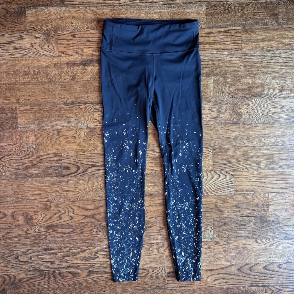 Lululemon Black Splatter Print High-Rise Leggings | Women’s Size 6 Athletic Yoga